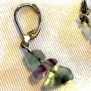 Semiprecious Stone Silvertone Earrings